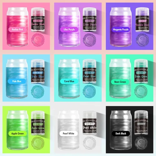 Miniatura 3 de Aheroi Set de purpurina comestible, 15 colores de polvo de lustre comestible, purpurina brillante para polvo de bebidas, purpurina para fondant
