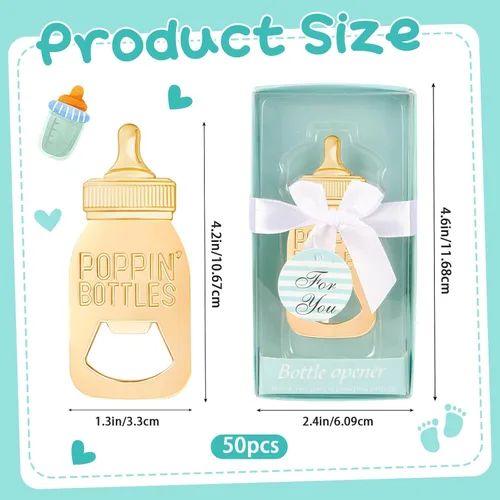 Miniatura 2 de 24 paquetes de abridores de botellas Poppin para regalos de baby shower, regalos de devolución para baby shower de niño, decoraciones y recuerdos