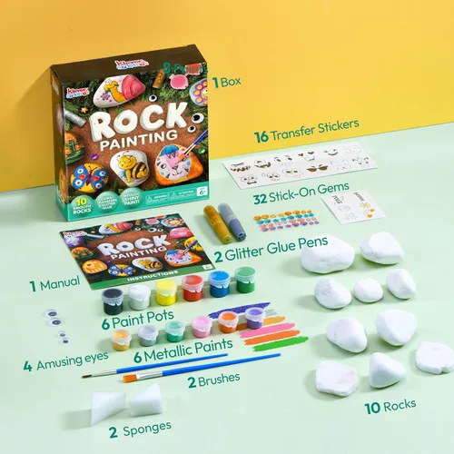 Miniatura 4 de Kit de pintura de roca: kit de roca que brilla en la oscuridad, artes y manualidades para niños de 6 a 12 años, suministros de arte, kits de pintura