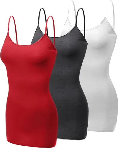 Miniatura 9 de Emmalise Camisola larga casual básica para mujer, con tirantes ajustables, top en capas