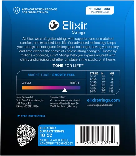 Miniatura 2 de Elixir Strings - Cuerdas de guitarra eléctrica de acero niquelado con revestimiento NANOWEB - Cuerdas de guitarra eléctrica Elixir - Ligeras/Pesadas