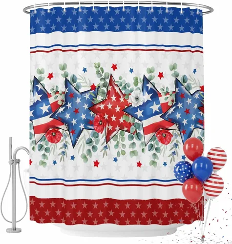 Miniatura 18 de LooPoP Cortina de ducha de Pascua con ganchos, tela impermeable, diseño de flores, zanahoria, conejo, juego de cortinas de ducha para baño, bañeras