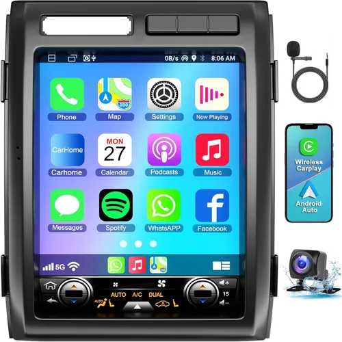 Para Ford F150 2009 2010 2011 2012 Android 14 Estéreo de coche de 8 núcleos, 12.1 pulgadas IPS pantalla táctil radio de coche con Carplay