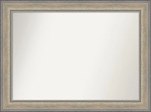 Miniatura 304 de Amanti Art Espejo de baño plateado para sobre fregadero, 28 x 47 pulgadas, espejo rectangular de plata imperial, marco de madera tradicional de gran