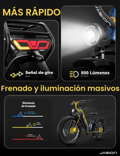 Miniatura 7 de Jasion Bicicleta eléctrica Thunder/PRO/ST, 2000 W/1800 W Peak Ebikes para adultos, neumático de grasa de 26 pulgadas, mejor bicicleta eléctrica