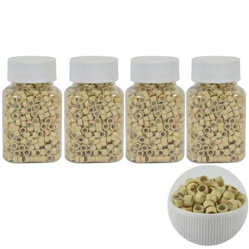 Miniatura 13 de 500 cuentas de extensiones de cabello con micro anillos forrados de silicona de 0.197 in, cuentas para extensiones de cabello con punta I