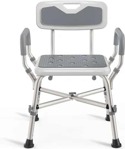 Miniatura 10 de PELEGON Silla de ducha para personas mayores y discapacitadas (450 libras) con reposabrazos y respaldo acolchados, asiento de ducha de altura