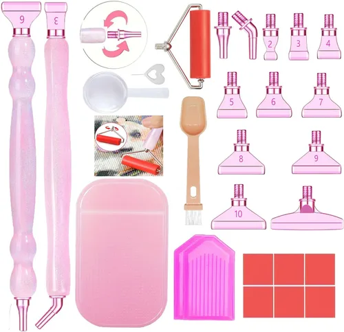 Miniatura 26 de Sttargxing Kit de 28 bolígrafos de pintura de diamante, 13 puntas de acero inoxidable con 12 arcilla, accesorios de pintura de diamante 5D, repuesto