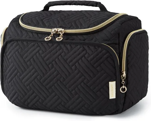 BAGSMART Neceser de viaje para mujer, bolsa de cosméticos, organizador de maquillaje con asa, bolsa de viaje para artículos de tocador, accesorios