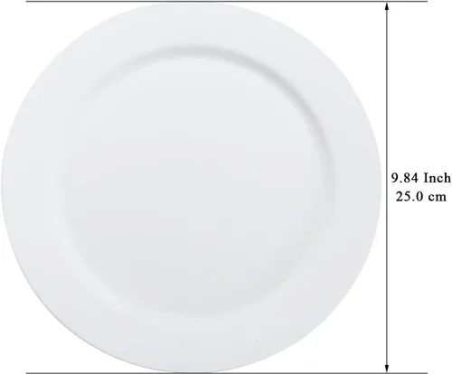 Miniatura 2 de Berglander Juego de 8 platos de plástico blanco de 10 pulgadas, platos planos reutilizables para ensalada, cuencos para pasta, juego de platos
