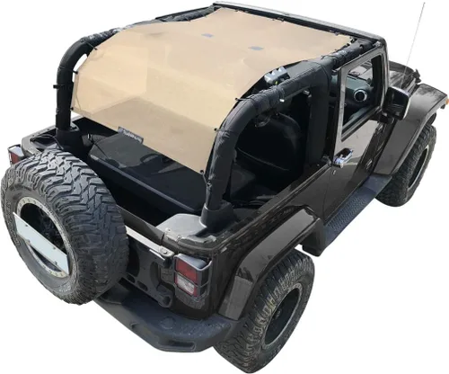 Miniatura 62 de Shadeidea JK - Parasol superior compatible con Jeep Wrangler JKU, cubierta de techo de malla suave (2007-2018) - Bloqueador de ruido de viento UV