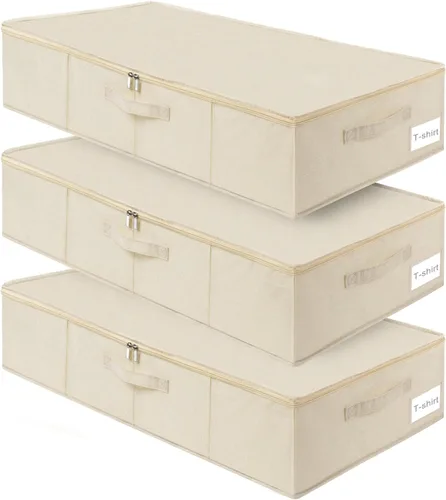 Miniatura 10 de Contenedor de almacenamiento para debajo de la cama, paquete de 3 bolsas de almacenamiento debajo de la cama con tapa, organizador de almacenamiento