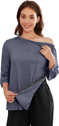 Miniatura 14 de Camisetas Deyeek para Mujeres Después de Cirugía de Hombro Desmontables Mangas 3/4 Tops para Después de Cirugía de Manguito Rotador Ropa Adaptativa