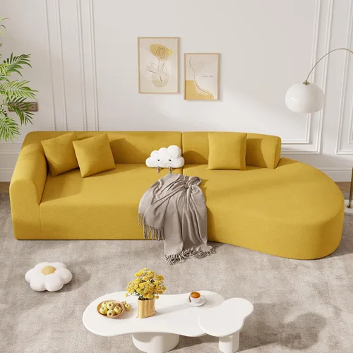 Miniatura 14 de Sofá modular modular de 126 pulgadas, moderno sofá curvado de nube con asiento profundo, sofás tapizados de gran tamaño para sala de estar, no Beige