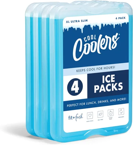 Miniatura 5 de Cool Coolers by Fit & Fresh 4 Pack XL Slim Ice Packs, Quick Freeze Space Saving Reusable Ice Packs for Lunch Boxes or Coolers
