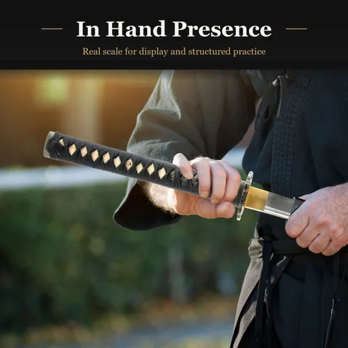 Miniatura 3 de Handmade Sword - Espada Katana de entrenamiento Iaido sin afilar de aleación de aluminio, hecha a mano, espada completa, vaina negra