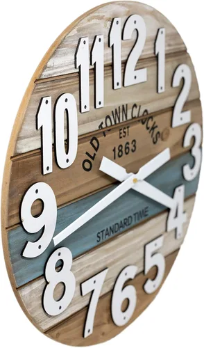 Miniatura 2 de Reloj de pared de madera multicolor de 18.0 in, playa costera marítima (azul, 18 pulgadas)