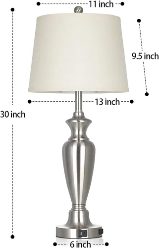 Miniatura 7 de Cinyirong Lámpara de mesa plateada de 30 pulgadas de alto para sala de estar, lámpara de noche regulable de 3 vías con control táctil para mesita