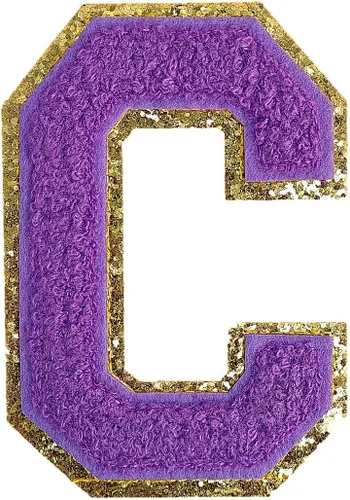 Miniatura 130 de GYGYL - 3 parches de letras deportivas de felpilla con purpurina, parches para planchar de tamaño grande para decoración de disfraces