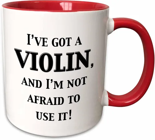 Miniatura 8 de 3dRose I've Got A Violin and I'M Not Afraid to Use It - Taza de 11 onzas, color negro