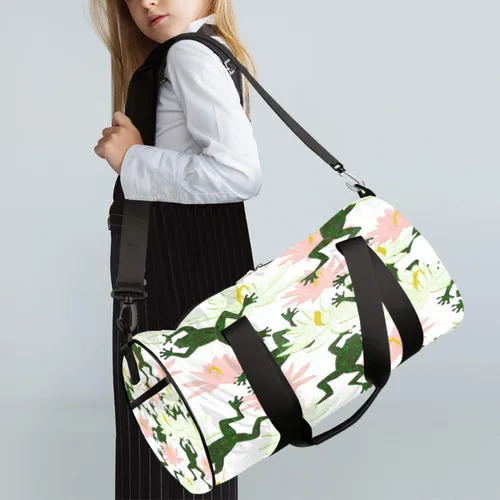 Miniatura 3 de Bolsa de lona de rana rebotadora con correa de hombro desmontable, bolsa deportiva para gimnasio, bolsa deportiva para estudiantes, 17.6 x 9 x 9