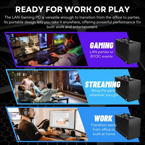 Miniatura 7 de LAN Gamer RTX 5070 12GB, 8-Core AMD Ryzen 7 8700F, 32GB DDR5 RAM, SSD NVMe Gen4 de 2TB, Mini ITX SFF de 8.1L de escritorio con Windows 11 Pro