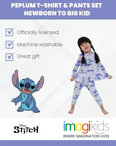 Miniatura 3 de Disney Minnie Mouse Winnie the Pooh The Aristocats Lilo & Stitch Peplum - Camiseta y pantalones para recién nacidos a niños grandes