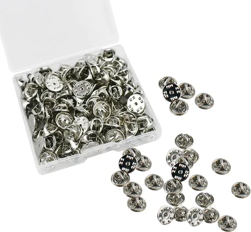 100 piezas traseras de alfiler, parte trasera de pasador de bloqueo de metal, embrague de latón para broche, corbata, sombrero, insignia, reemplazo