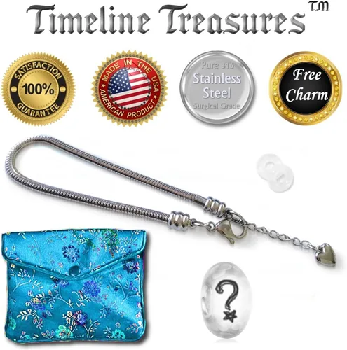 Miniatura 2 de Timeline Treasures - Pulsera de cuentas europeas para mujeres y niñas, cadena de serpiente de acero inoxidable, extensor