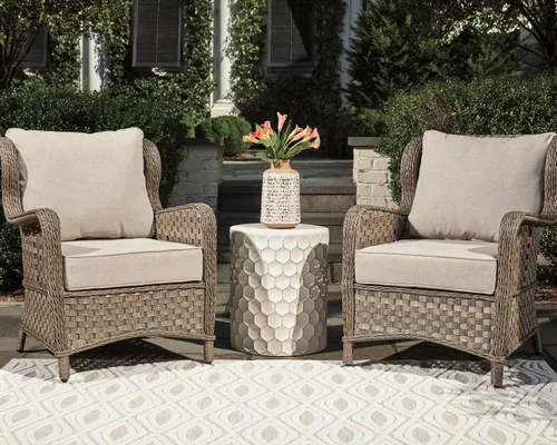 Miniatura 2 de Signature Design by Ashley Clear Ridge - Sillón acolchado de mimbre tejido a mano para exteriores, 2 unidades, marrón claro