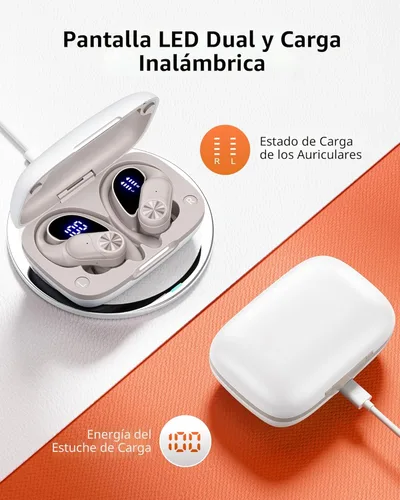 Miniatura 3 de PocBuds Auriculares Bluetooth Inalámbricos 80hrs Tiempo de Reproducción Estuche de Carga Inalámbrica Pantalla Digital Auriculares Deportivos