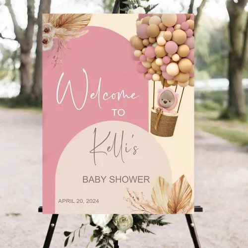 Miniatura 7 de Letrero personalizado para baby shower, letrero de bienvenida para baby shower, tema de niña y niño, letrero de bienvenida de mariposa rosa