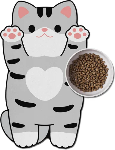 Miniatura 3 de Tapete de comida para gatos de interior – Sin manchas fácil de limpiar suministros para mascotas – Cuencos para gatos