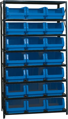 Miniatura 382 de Quantum QSBU-245BK Heavy Duty Shelving Unit with (7) Shelves and (24) QUS245 Black Bins for Garage Warehouse Storage Distribution 400 lb Load