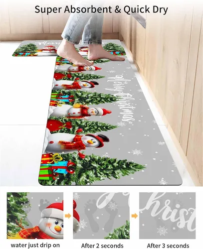 Miniatura 4 de Tapete de baño de muñeco de nieve de Navidad para bañera, antideslizante, de secado rápido y absorbente, tierra de diatomeas, fregadero de ducha