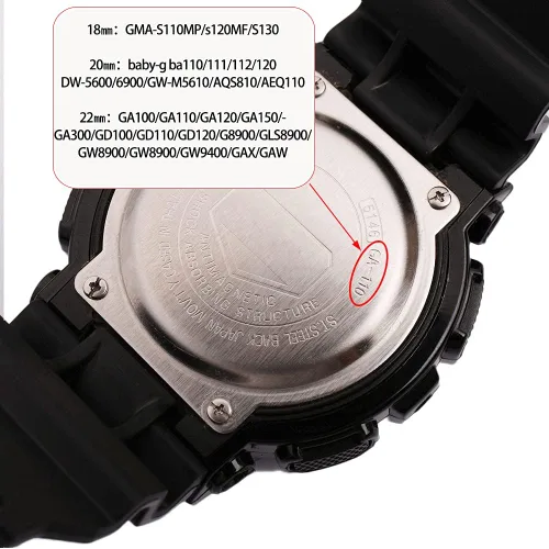 Miniatura 3 de Correa negra de repuesto para correa de reloj Casio, 3 paquetes (0.709 in, 0.787 in, 0.866 in, 0.945 in)