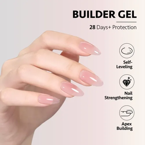 Miniatura 3 de GAOY - Gel de construcción para uñas, fortalecedor de uñas de 16ml en una botella, gel duro para extensión de uñas, esmalte de uñas de secado al UV