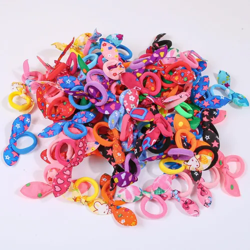 Miniatura 6 de XIMA Juego de accesorios para el pelo de perro, 100 piezas coloridas de orejas de conejo con bandas elásticas, lazos de aseo para mascotas para 100
