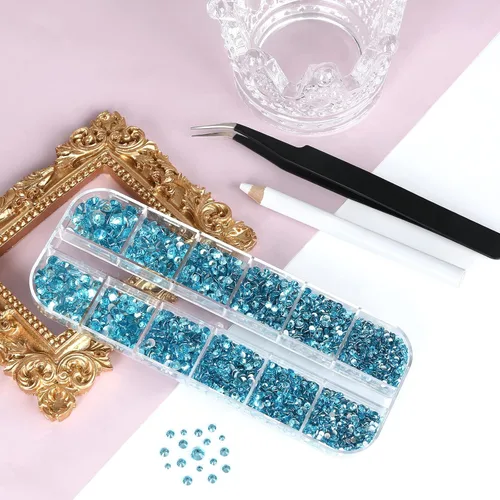 Miniatura 6 de 3792 diamantes de imitación con parte trasera plana para manualidades, piedras preciosas de cristal para uñas, diamantes de imitación brillantes