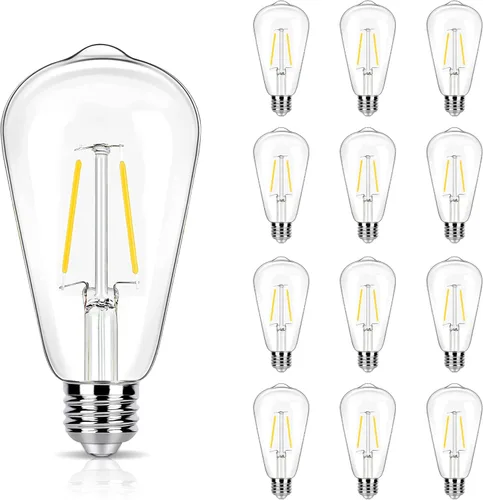 Miniatura 8 de Paquete de 12 bombillas LED Edison de 2W, bombillas de 25 vatios equivalentes, 2700K blanco cálido suave con base estándar E26, bombillas LED ST19