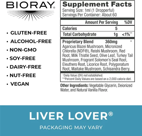 Miniatura 2 de BIORAY Daily Liver Lover - 2 onzas líquidas - Apoya el hígado y las glándulas suprarrenales - Sin OMG, vegano, sin gluten