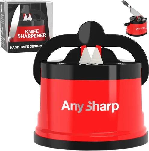 AnySharp – GLOBAL – Afilador de cuchillos manos libres - Fácil herramienta de afilado con base de succión PowerGrip y ángulo preestablecido de 20