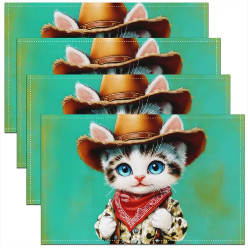Miniatura 36 de jejeloiu Juego de 4 manteles individuales decorativos de hongos de 18 x 12 pulgadas, manteles individuales de mesa con diseño de hongos de dibujos