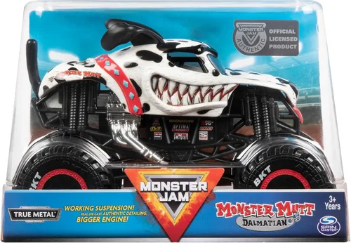 Monster Jam, Camión monstruo dálmata oficial Monster Mutt, vehículo fundido a presión, escala 1:24 Monster Mutt V2