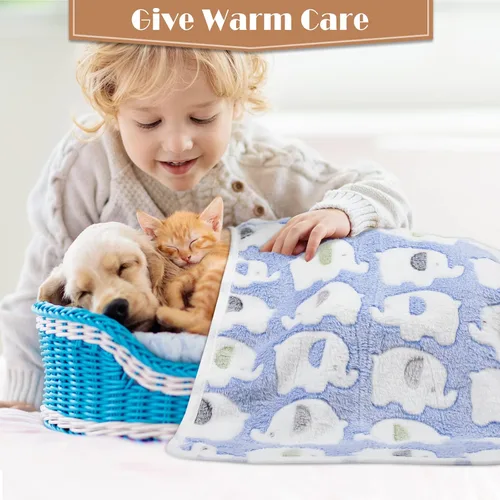 Miniatura 3 de Tatuo 12 mantas para perros de 16 x 24 pulgadas, súper suaves y cálidas, tapete para dormir para gatos, mantas de vellón mullido con bonitos