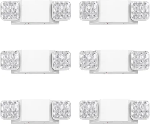 Luces LED de emergencia, luces de emergencia comerciales ajustables de dos cabezales para negocios, cortes de energía, con batería de respaldo (90