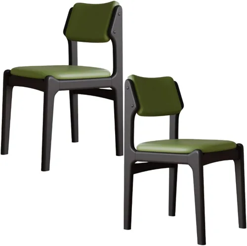 Miniatura 61 de YVYKFZD Wooden Dining Chairs Set, Leather Dining Room Chair with Back, Upholstered Kitchen Chairs, Armless Living Room Chair, for Bedroom Offices