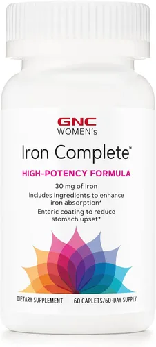 GNC Multivitamínico completo de hierro para mujer, mejora la capacidad de absorber hierro, 60 cápsulas