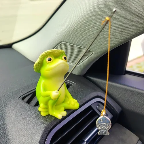 Miniatura 10 de Lindos adornos de coche de pesca para salpicadero, decoración de tablero de instrumentos de coche de peces oscilantes, divertida decoración de coche