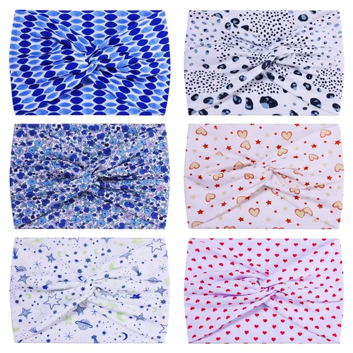 Miniatura 9 de HAUHC Diademas extra anchas para mujer, 7 pulgadas, grandes, como algodón, turbante anudado, bandana, diademas para mujeres antideslizantes